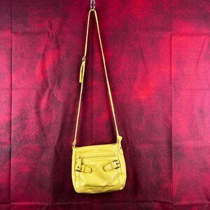 YELLOW CROSSBODY BAG, ,ULTIPLE POCKETS WITH ZIPPERS AND BUCKLE DETAILS